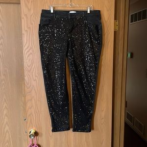Lane Bryant black jeans with sequin front. Worn once. Runs big.
